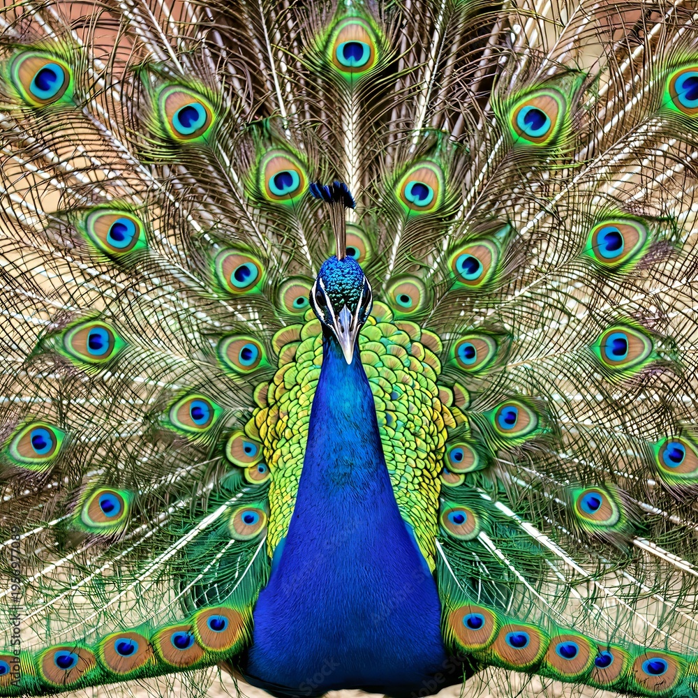Obraz premium Peacock Displaying its Feathers