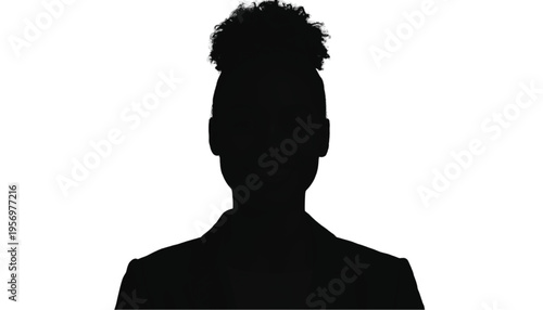 Headshot silhouette of a person with textured hair stands ready for professional identification or avatar.