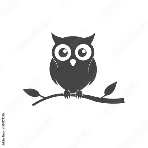 Ancient Owl Silhouette on a Branch Under a Starry Sky