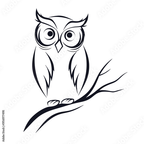 Mystical Owl Silhouette on a Tree Branch Under a Full Moon