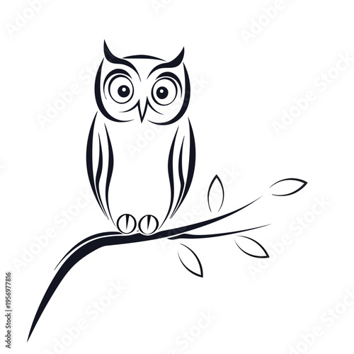 Peaceful Owl Silhouette on a Branch Under the Night Sky