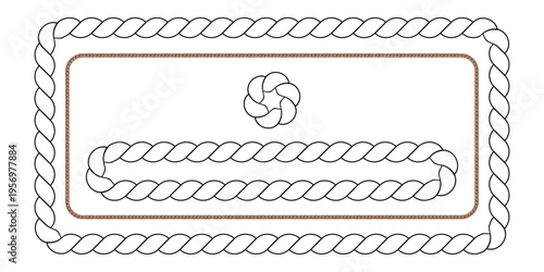 A digital embroidery design featuring a decorative nautical rope border with a central accent knot