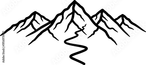 Vector mountain range silhouette illustration