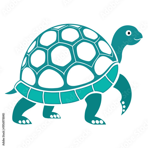 Bold Turtle Silhouette Vector with Round Patterned Shell, Ideal for Logos, T-shirts, and Marine Animal Enthusiasts