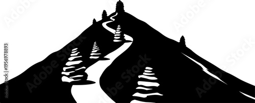 Black silhouette mountain landscape vector illustration