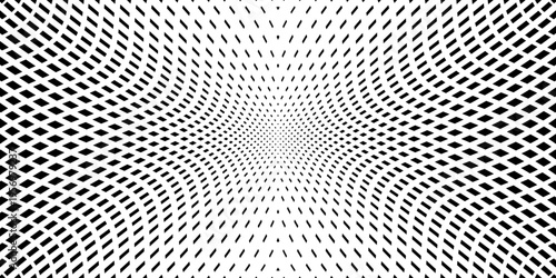 Abstract Halftone Concave Geometric Dots Pattern. Black and White Textured Background.