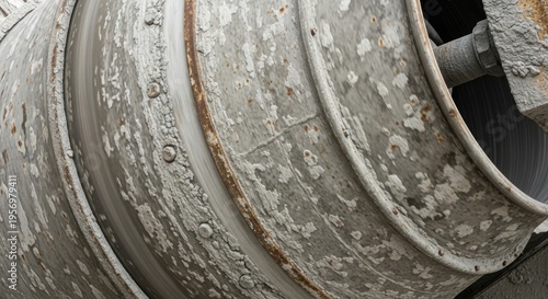 Close-up of a weathered metal drum.