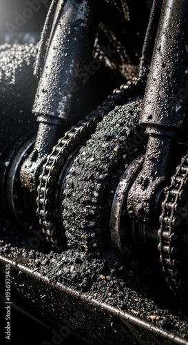 Close-up of Industrial Machinery and Components.