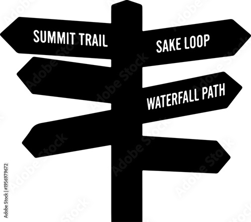 Vector directional signpost icon with trail labels