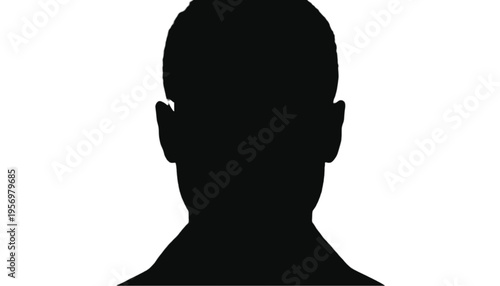 Person's head and shoulders silhouette against a bright white background provides a versatile graphic.