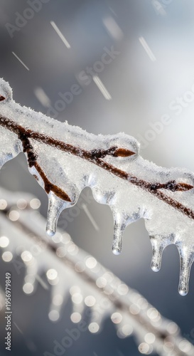 Frozen Branch in Winter Wonderland.