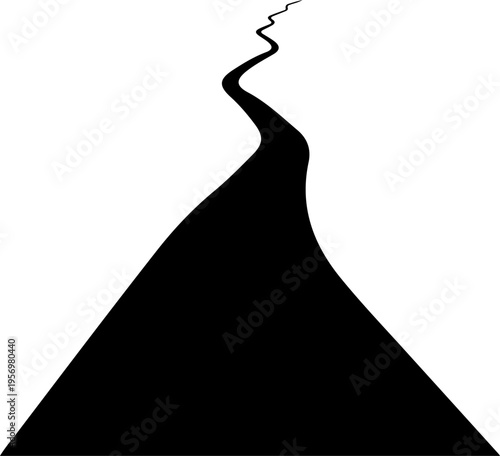 Black smoke rising from a volcano vector illustration