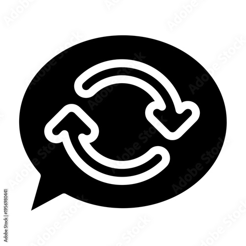 Solid Icon of a speech bubble with arrows representing continuous and effective business communication