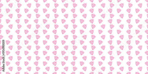 Cute pink duck footprints seamless pattern. Ideal for baby clothes, textile prints, wrapping paper, nursery wallpaper, and summer fashion accessories. Minimalist bird paw vector background.