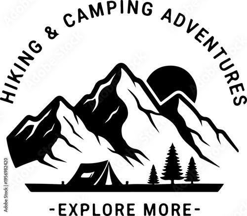 Hiking and camping adventure logo vector