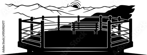 Vector illustration of a black boxing ring