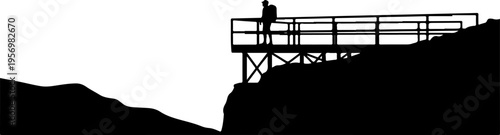 Vector silhouette of person on observation deck
