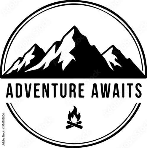 Adventure Awaits Mountain Logo Vector