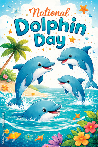 Konstfotografi Dolphins swimming in ocean water.