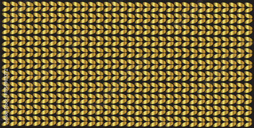 Full page golden knitting texture pattern vector illustration with dense rows of wool stitches on black background for luxury textile backgrounds or premium wallpaper art