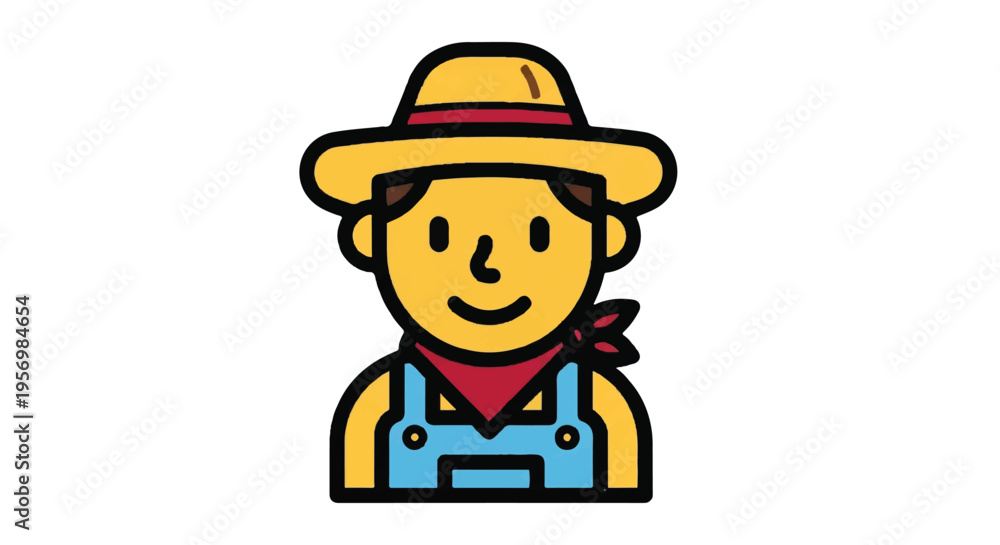 Obraz premium Cartoon farmer character icon illustrative design