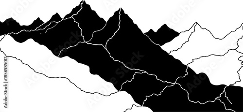 Vector map of Nepal regions and mountains
