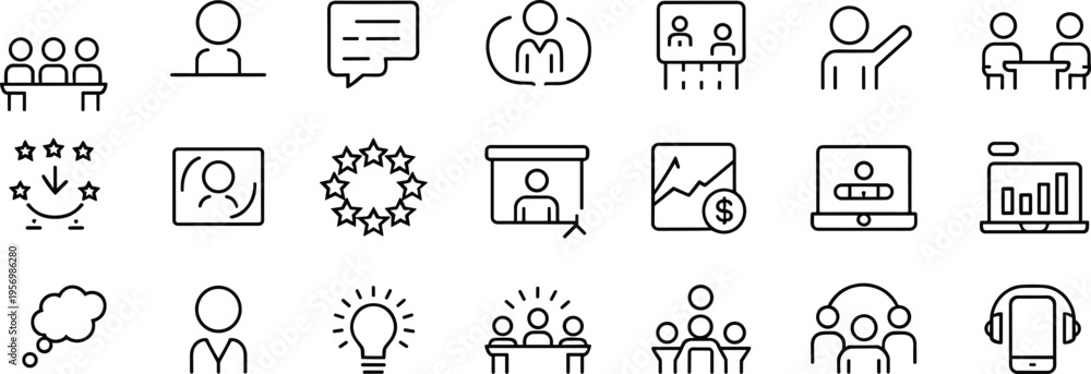 Fototapeta premium Set of black and white representing various educational and activities and concepts