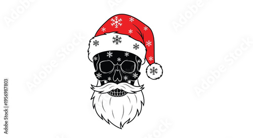 Festive skull wearing a santa hat a dark and playful silhouette