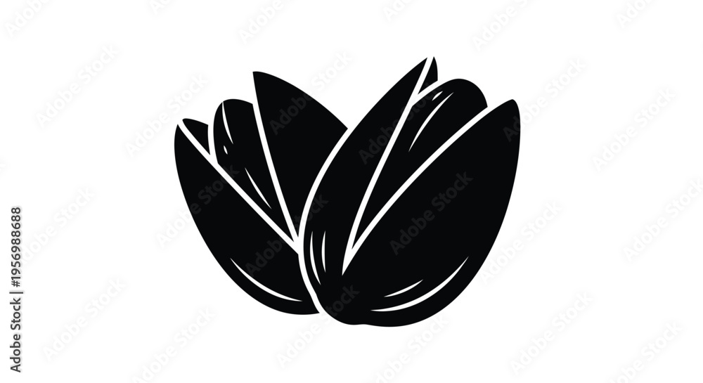 Obraz premium Abstract floral design featuring overlapping petals in a stark black silhouette