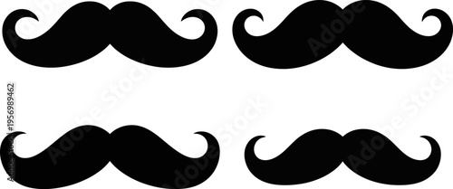 Vintage Mustache Silhouette Set Classic Beard Style Icon Collection