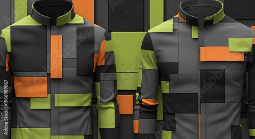 police uniform on a multicolour background.