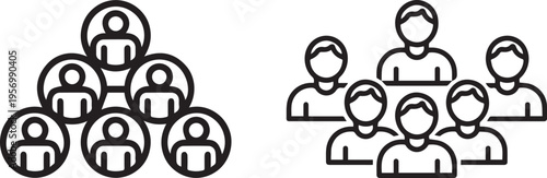 People group icons set – team crowd, community, human resources, staff and collaboration outline vector pack