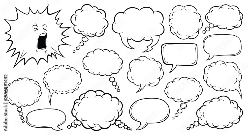 Fototapeta premium Speech Bubbles and Exclamation Icon: Communication, Ideas, and Dialogue