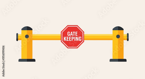 A gate keeping barrier with a red sign is closed across the entrance.