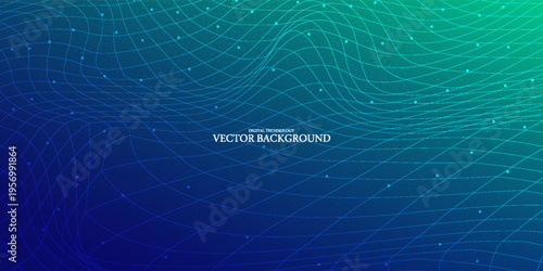 Digital technology speed connect blue green background, cyber nano information, abstract communication, innovation future tech data,vector eps10