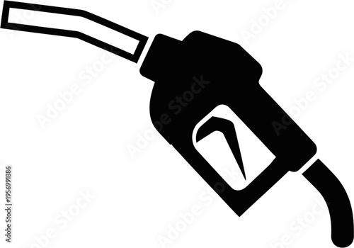 A black silhouette of a fuel pump nozzle, typically used for dispensing gasoline or diesel at a service station.