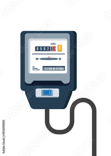 Analog Electric Meter Measuring Kilowatt Hours Stock Illustration.