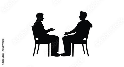 Two men in chairs facing each other a dramatic silhouette