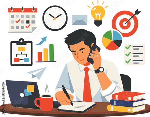 business man with laptop vector design 