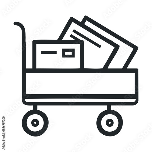 Hand truck icon illustrates the concept of efficient delivery and logistics services, symbolizing the transportation and moving of goods and packages with ease.