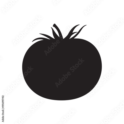 Black Tomato silhouette vector illustration on white background