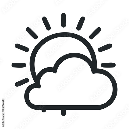 Sun cloud rain weather forecast icon illustration representing a partially cloudy day with light showers or intermittent precipitation.
