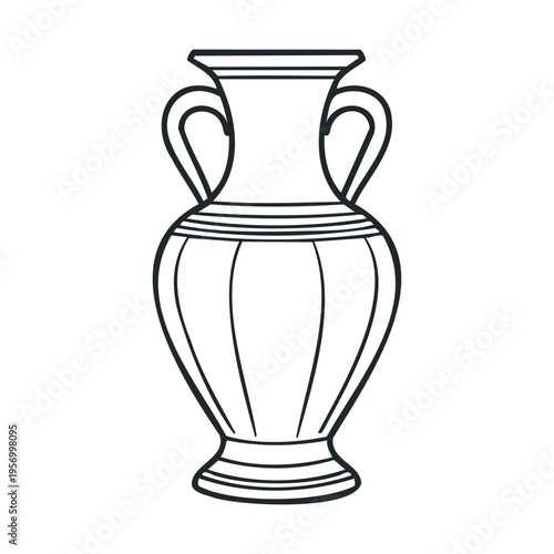 Ancient Greek style vase illustration featuring classic amphora shape with two handles and decorative lines, representing historical pottery and art.