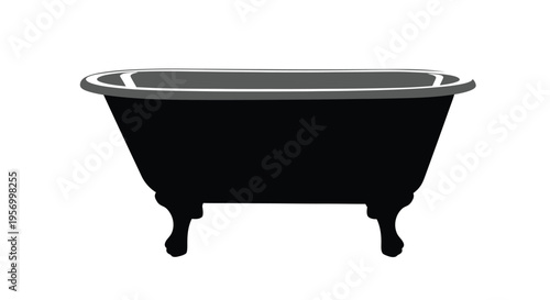 Classic clawfoot bathtub isolated on white a striking black silhouette