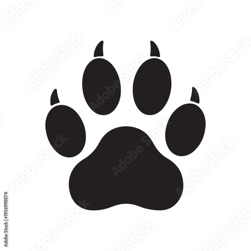 Black Dog paw silhouette vector illustration on white background