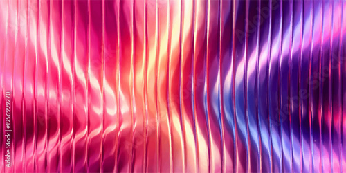 An abstract colorful background design features a vibrant motion of purple and blue waves with digital line patterns and a soft light texture for an artistic rainbow backdrop