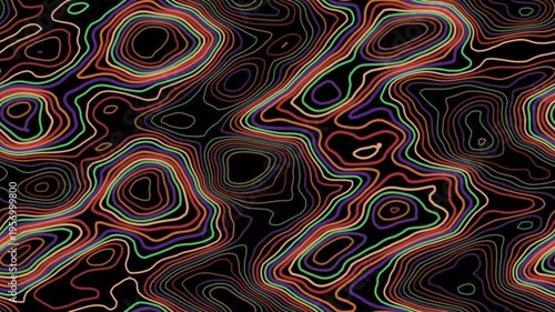 Abstract Colorful Topography Map Lines Motion Background Loop