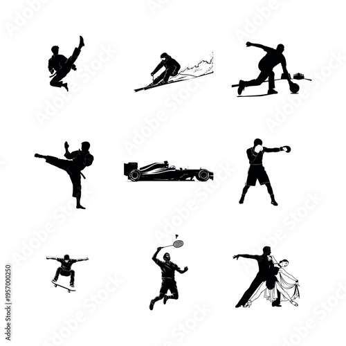 silhouettes of skiers