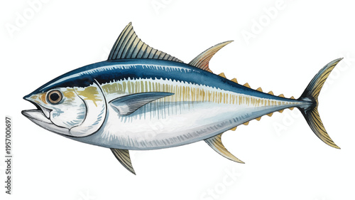bluefin tuna fish side view illustration