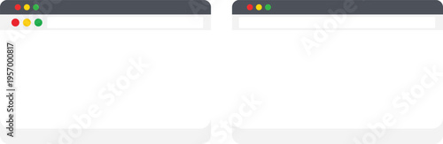 Two browser windows with red yellow green buttons web browser
